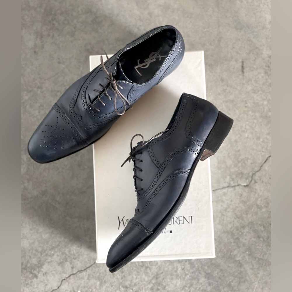 Yves Saint Laurent Rive Gauche Mens blue Oxfords EU43.5